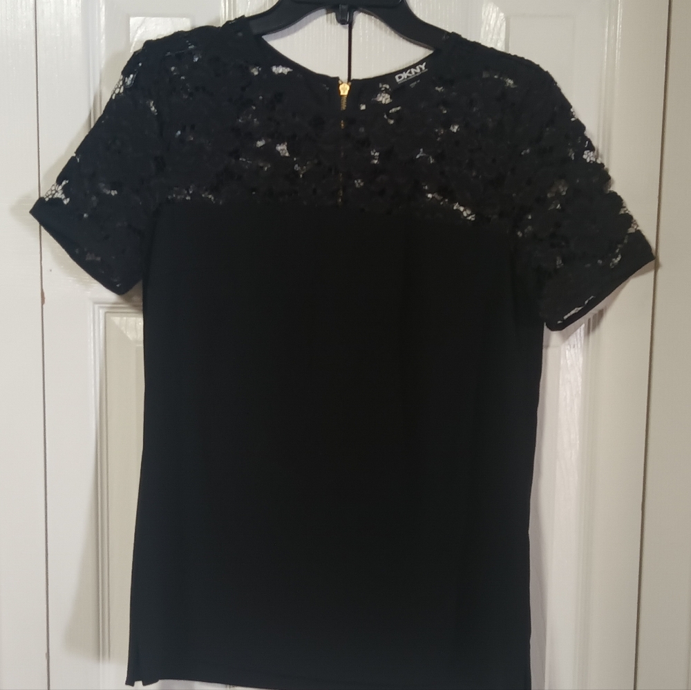 DKNY Lace Textured Blouse Black